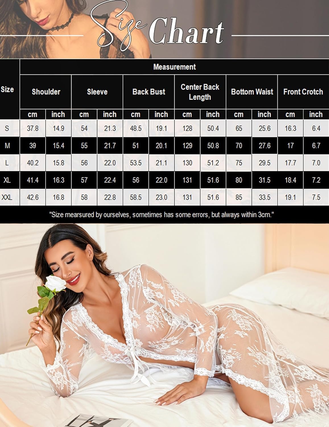 image:imageAvidlove Sexy Lace Robe for Women Lingerie Bridal Lace Babydoll Robe Lingerie Sheer Wedding Gown1 White