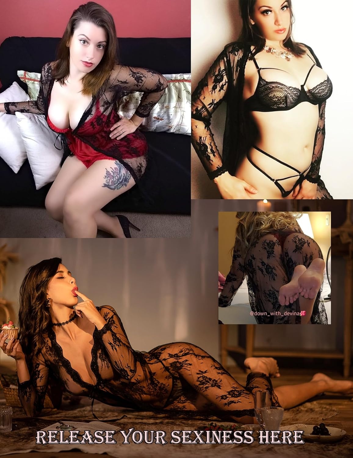 image:imageAvidlove Sexy Lace Robe for Women Lingerie Bridal Lace Babydoll Robe Lingerie Sheer Wedding GownBlack