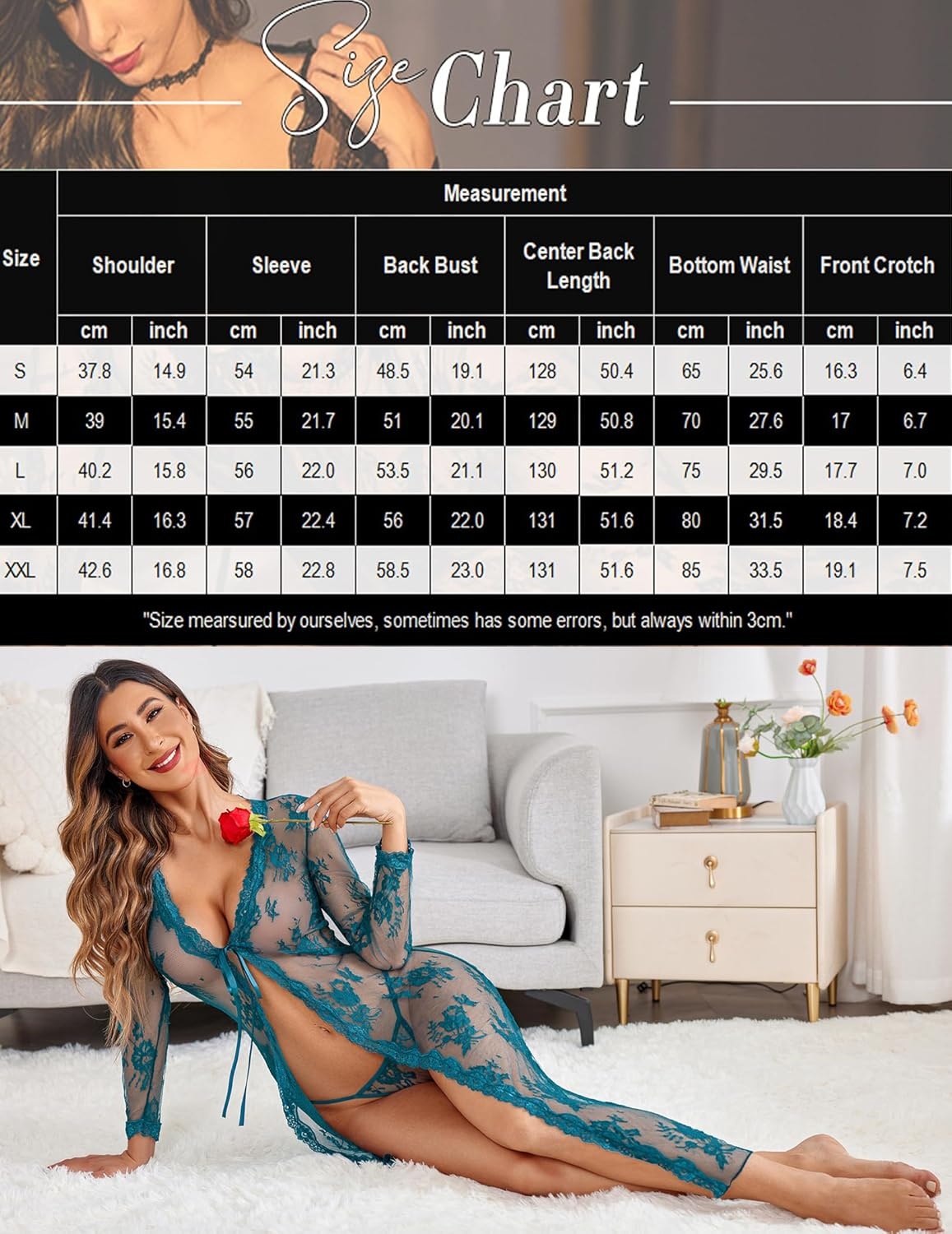 image:imageAvidlove Sexy Lace Robe for Women Lingerie Bridal Lace Babydoll Robe Lingerie Sheer Wedding GownBlue Green