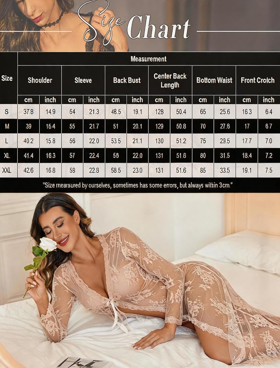 image:imageAvidlove Sexy Lace Robe for Women Lingerie Bridal Lace Babydoll Robe Lingerie Sheer Wedding GownChampagne