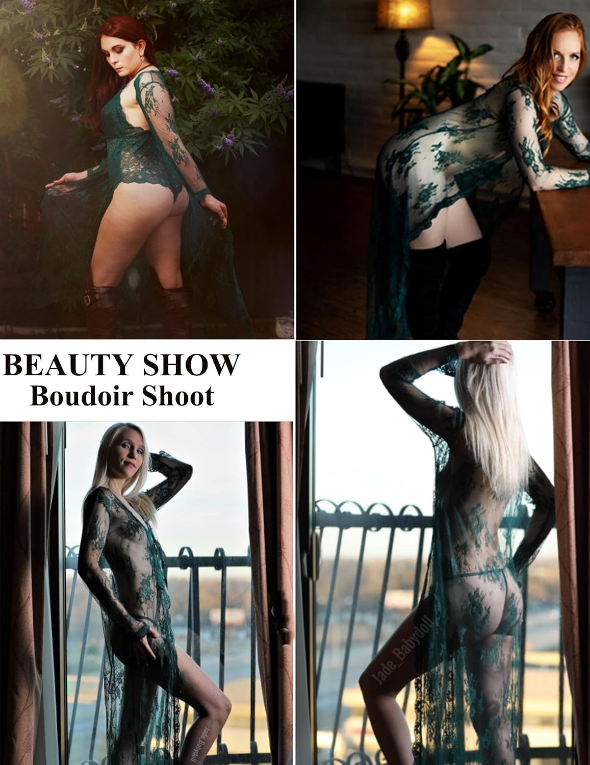 image:imageAvidlove Sexy Lace Robe for Women Lingerie Bridal Lace Babydoll Robe Lingerie Sheer Wedding GownDark Green