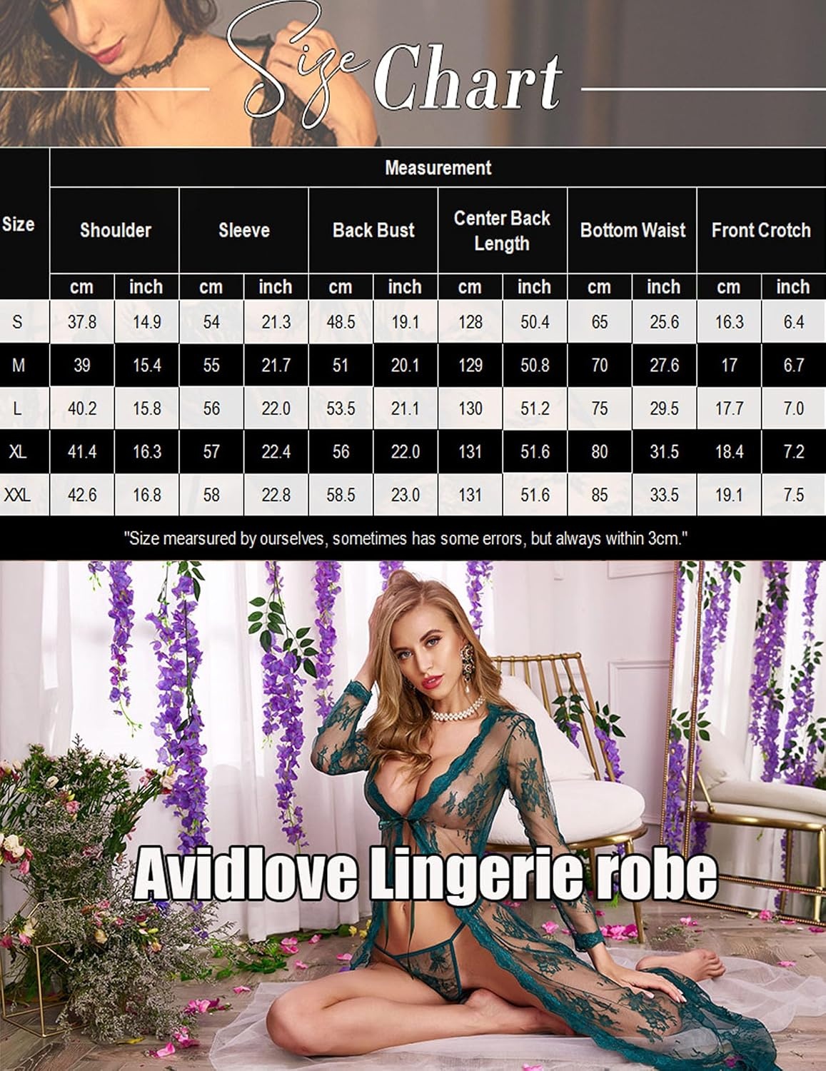 image:imageAvidlove Sexy Lace Robe for Women Lingerie Bridal Lace Babydoll Robe Lingerie Sheer Wedding GownDark Green