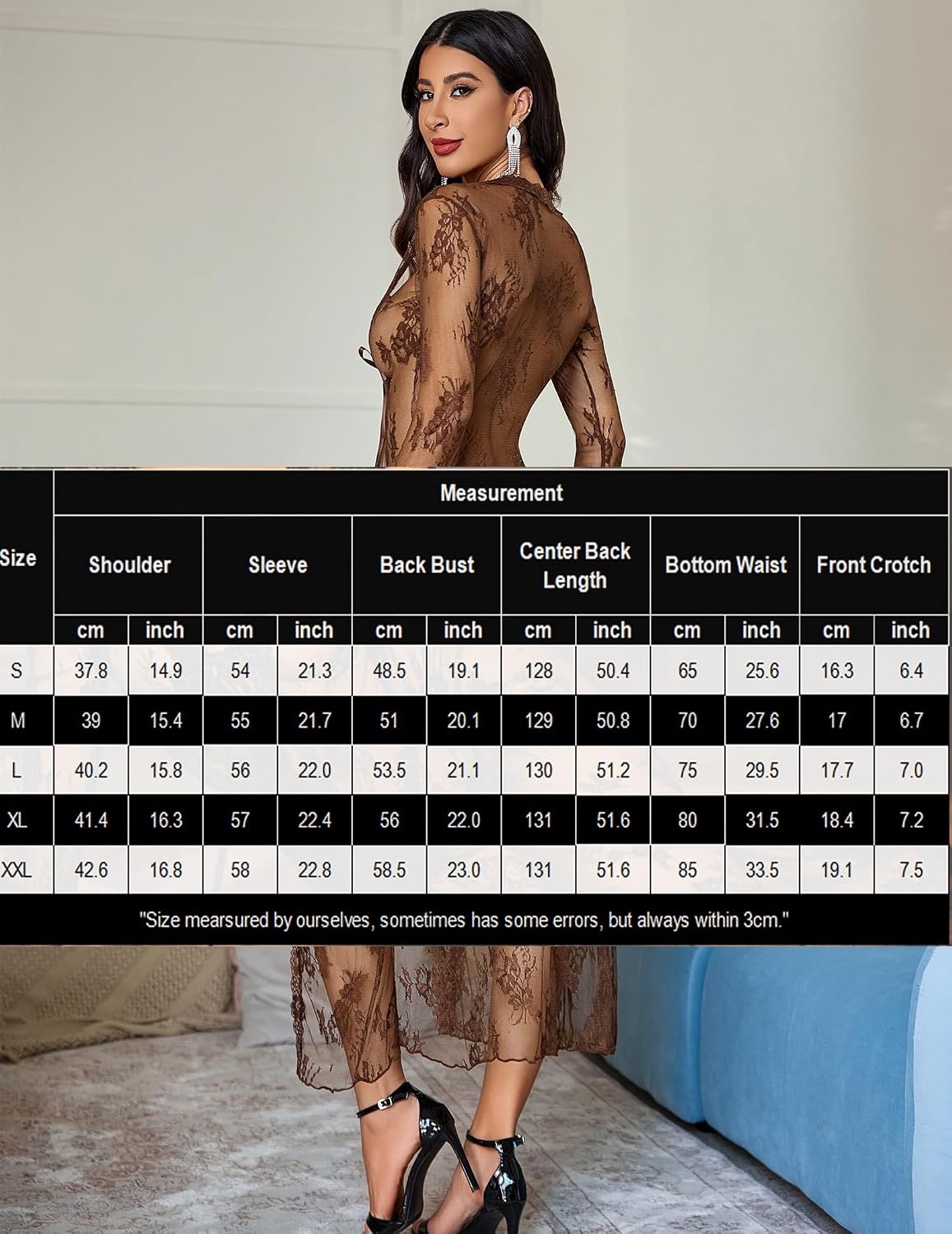 image:imageAvidlove Sexy Lace Robe for Women Lingerie Bridal Lace Babydoll Robe Lingerie Sheer Wedding GownDbrown