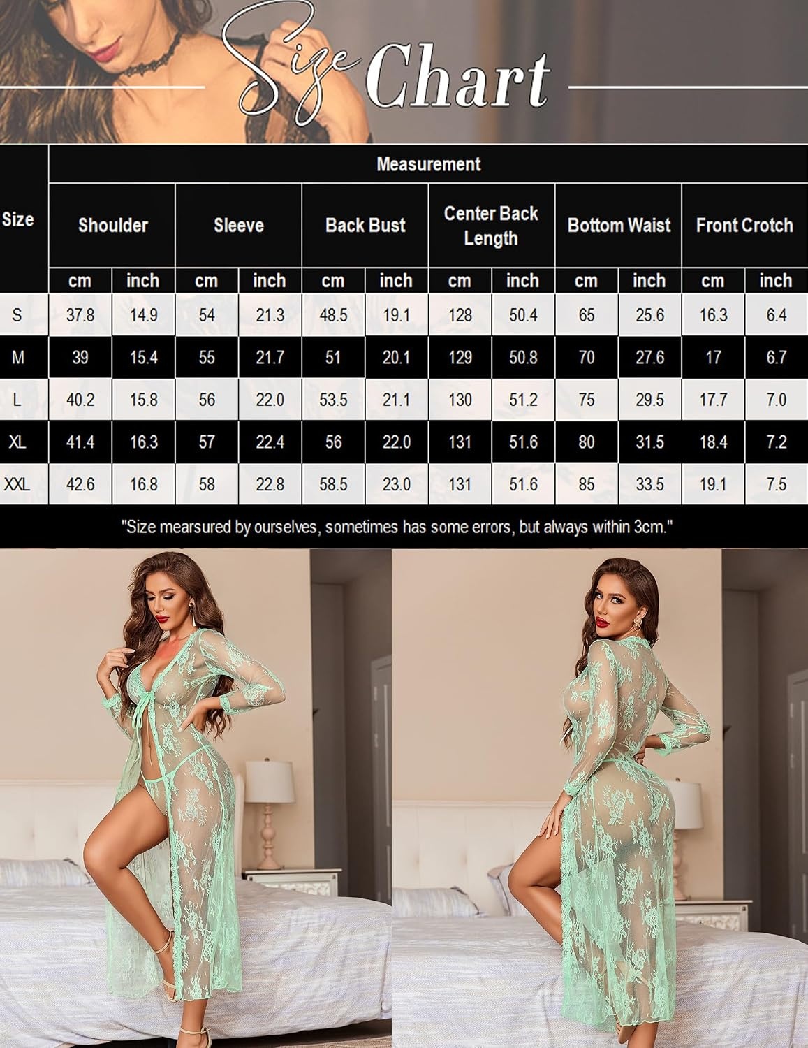 image:imageAvidlove Sexy Lace Robe for Women Lingerie Bridal Lace Babydoll Robe Lingerie Sheer Wedding GownIce Green