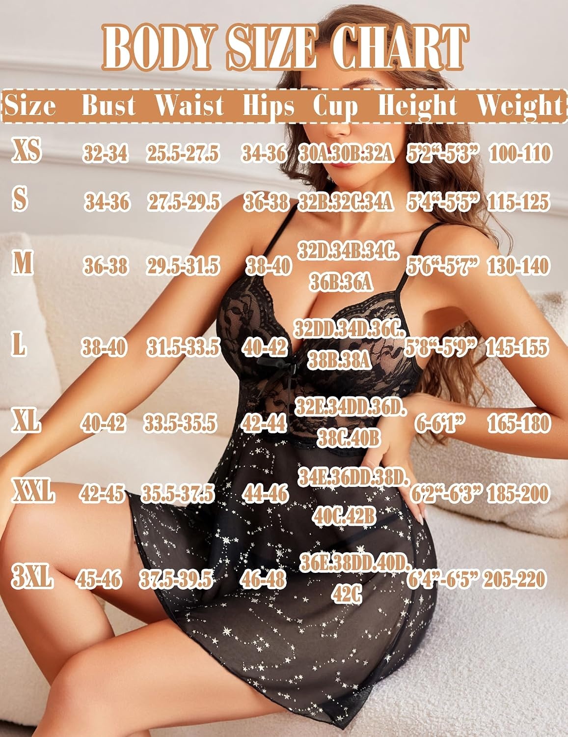 image:imageAvidlove Women Lingerie Lace Babydoll Strap Chemise Halter Teddy V Neck SleepwearBlack Star