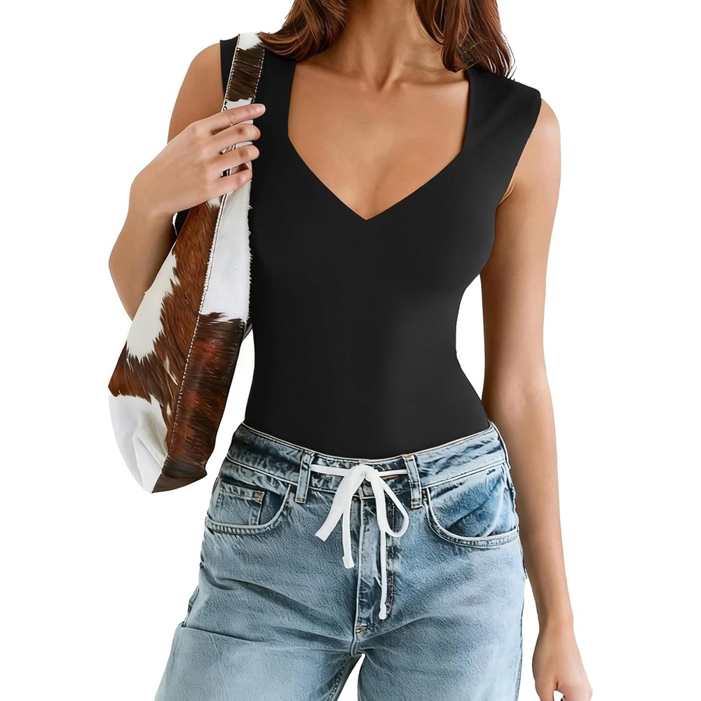 image:imageAvidlove Body Suits for Womens Sexy Bodysuit Tank Top Thong Body Suit Seamless Double Lined Going Out TopsBlack