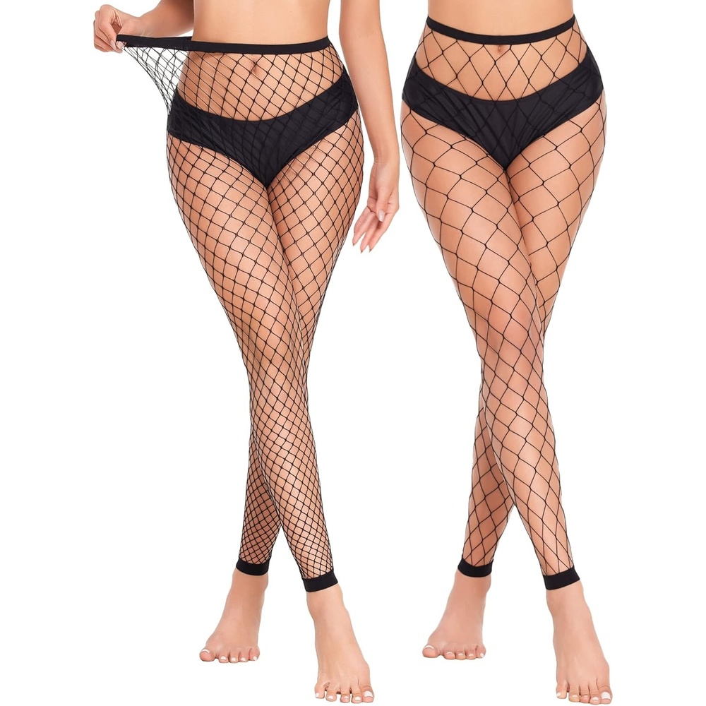 image:imageAvidlove Fishnet Stockings for Women Footless High Waist Fishnets Tight Thigh High Stockings Open Toe High Stretch Comfortable Gothic Costume Rave Outfits for Cosplay HalloweenBlackgp