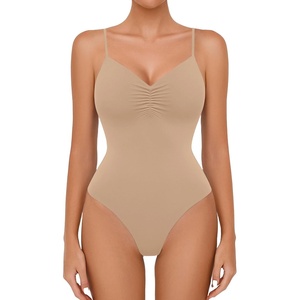 Avidlove Body Suits for Womens Sexy Ruched V Neck Bodysuits Backless Going Out Tank Tops Club Concert Summer Outfits(Champagne)
