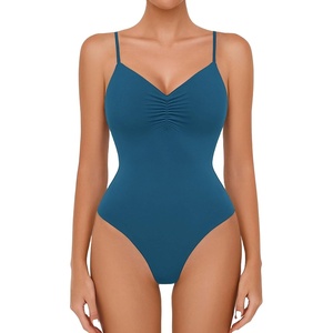Avidlove Body Suits for Womens Sexy Ruched V Neck Bodysuits Backless Going Out Tank Tops Club Concert Summer Outfits(Dark Blue)