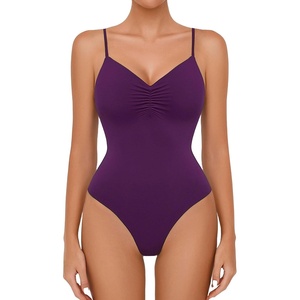 Avidlove Body Suits for Womens Sexy Ruched V Neck Bodysuits Backless Going Out Tank Tops Club Concert Summer Outfits(Dark Purple)