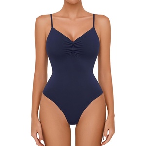 Avidlove Body Suits for Womens Sexy Ruched V Neck Bodysuits Backless Going Out Tank Tops Club Concert Summer Outfits(Navy Blue)