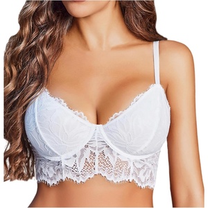 Avidlove Bralettes for Women Lace Underwire Bra Push Up Sexy Bras No Padded V Neck Camisole Lingerie Crop Top(White)