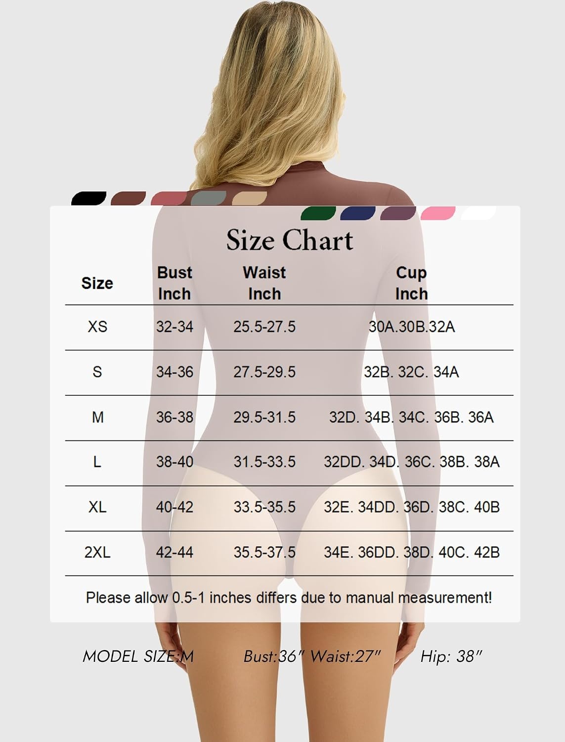 image:imageAvidlove Bodysuits for Women High Neck Long Sleeve Body Suits Snap Closure Double Lined Mock Neck Bodysuit SoftBrown