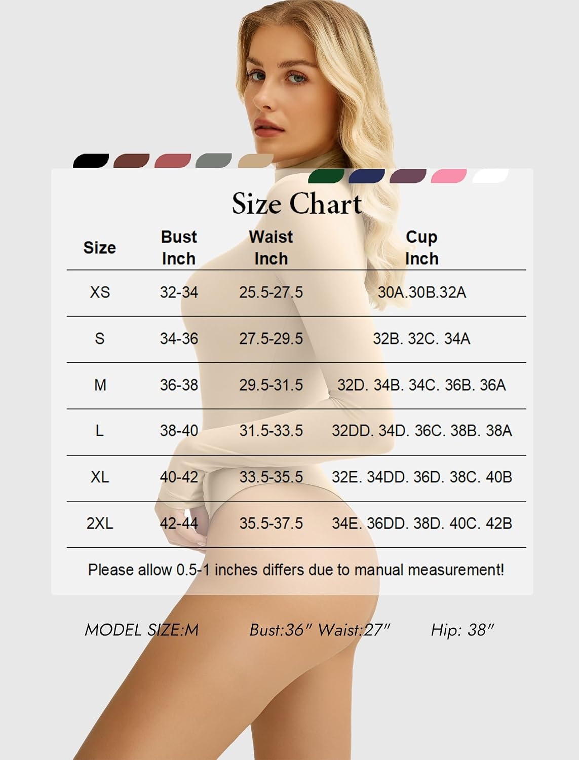 image:imageAvidlove Bodysuits for Women High Neck Long Sleeve Body Suits Snap Closure Double Lined Mock Neck Bodysuit SoftKhaki