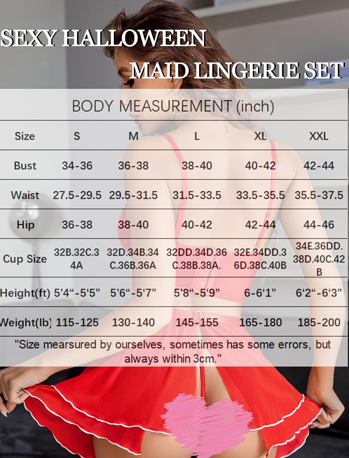 image:imageAvidlove Sexy Lingerie for Women Cosplay Lingerie Set Mesh Sheer Lace Maid Costume Set with Thong 3 PieceCarmine Red
