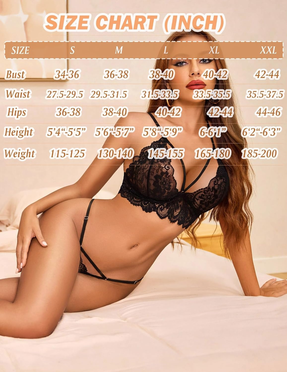 image:imageAvidlove Womens Lingerie 2 Piece Lace Babydoll Sexy V Neck Bra and Panty SetsPure Black
