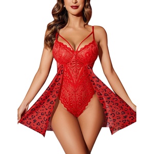 Avidlove Babydoll Lingerie for Women Floral Snap Crotch Teddy Chemise Nightie Lace Nightgown(Pattern An23)