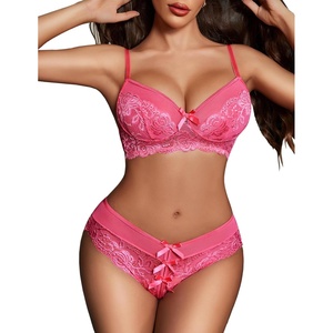 Avidlove Lingerie Set for Women Lace Bra and Panty Sets 2 Piece Lace Babydoll Outfits S-XXL(Coral Pink)