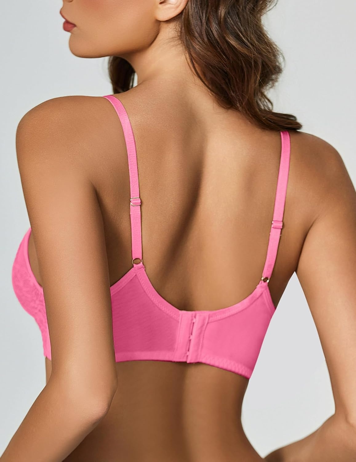 image:imageAvidlove Bralettes for Women Underwire Lace Crossover TShirt Bra Lingerie Bras for Women Sexy Bra Mesh Bra Sheer Bra Everyday Bras Deep V Bra Corset Bra Unlined Bra Comfortable BraPink