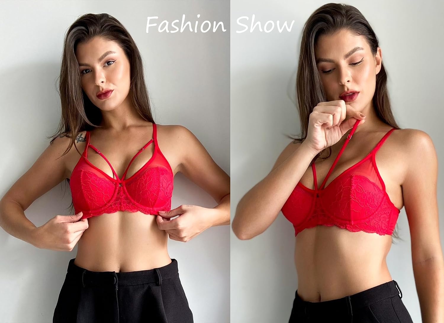 image:imageAvidlove Bralettes for Women Underwire Lace Crossover TShirt Bra Lingerie Bras for Women Sexy Bra Mesh Bra Sheer Bra Everyday Bras Deep V Bra Corset Bra Unlined Bra Comfortable BraRed