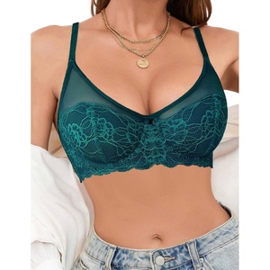 Avidlove Bralettes for Women Underwire Lace Crossover T-Shirt Bra Lingerie | Bras for Women, Sexy Bra, Mesh Bra, Sheer Bra, Everyday Bras, Deep V Bra, Corset Bra, Unlined Bra, Comfortable Bra(Blue Green)