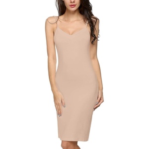 Avidlove Women Full Slips Sexy Chemise Nightgown V Neck Straight Dress Nightwear S-4XL(A-nude)